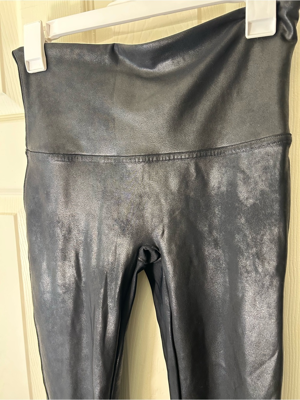SPANXshape by Sara Blakely Faux Leather Black Shiny Leggings - Picture 2 of 7